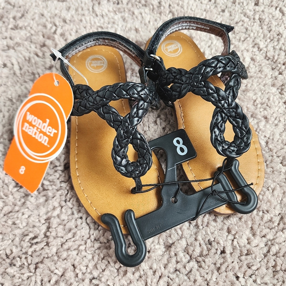 Toddler black braided sandals
